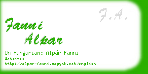 fanni alpar business card