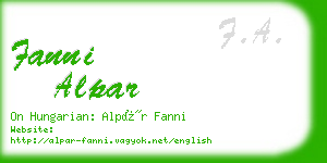 fanni alpar business card